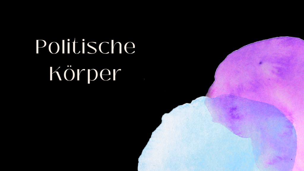 Banner für Bodywork Angebot mit schwarzem Hintergrund und hellblauen und lilanen Wasserfarbenflecken, die ineinander fließen. Daneben steht